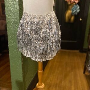 Silver Fringe Mini Skirt/Shorts